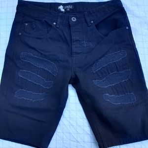 Black Staple jean shorts